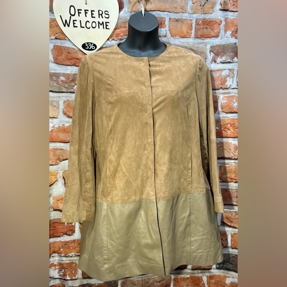 Chico’s sz3 Leather Suede Tan lightweight snaps jacket 16/18 XL GUC SOFT - Picture 1 of 9